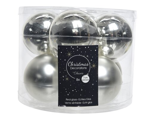 Kerstballen glas Zilver